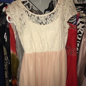 Short Blush & Lace Dress